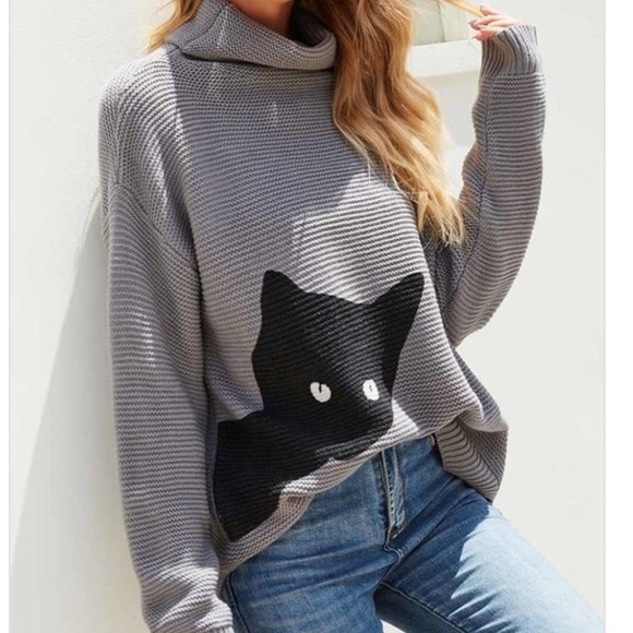 HauteCakes Boutique Sweaters - Last 1! NEW Kitty cat cozy knit turtleneck sweater
